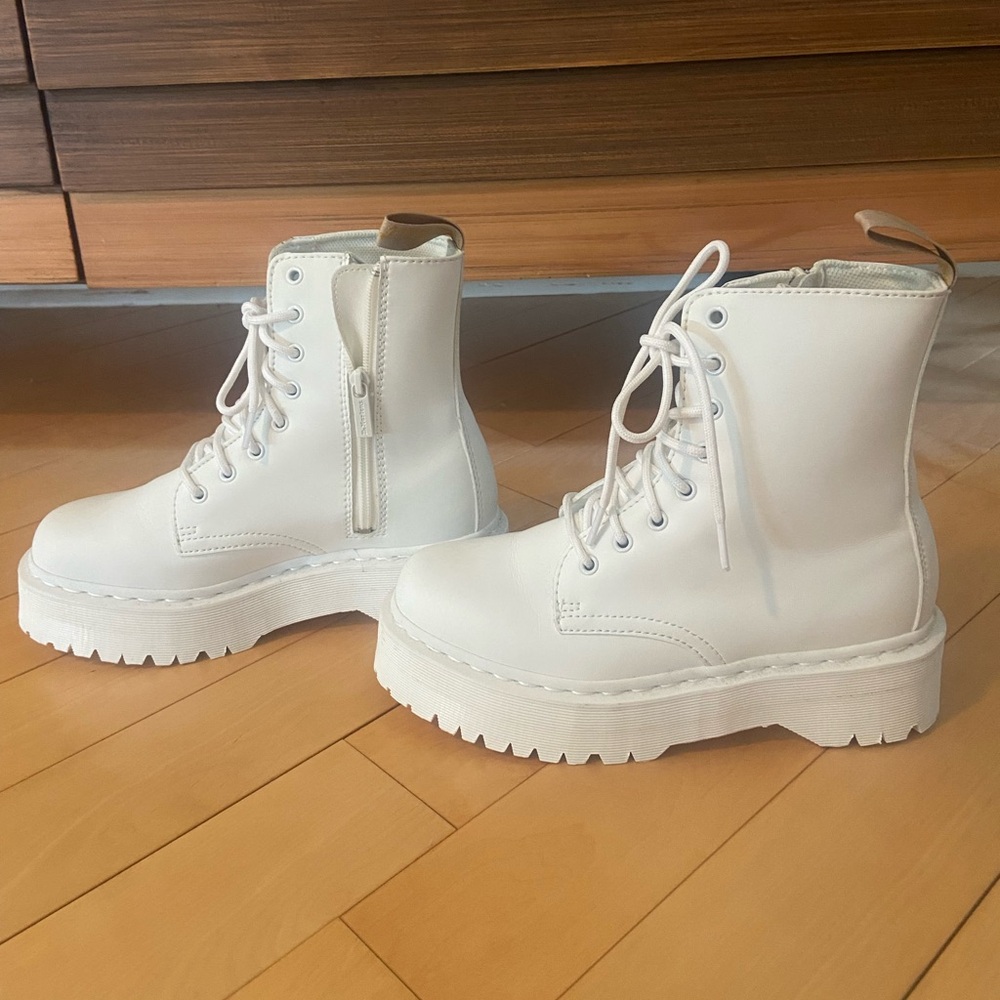 Dr. Martens white lace up boots